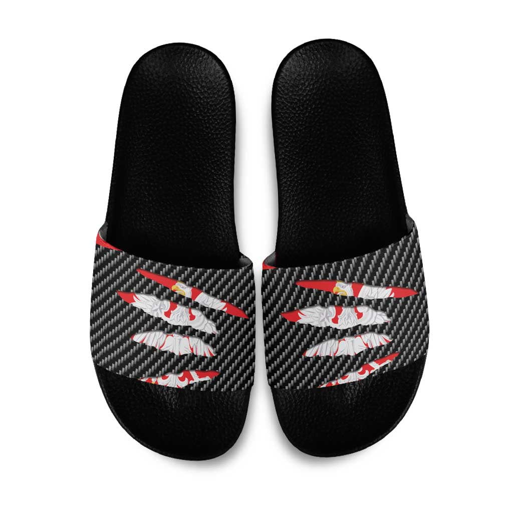 Poland Beast Slide Sandals Ripped Flag Graphic - Wonder Print Shop