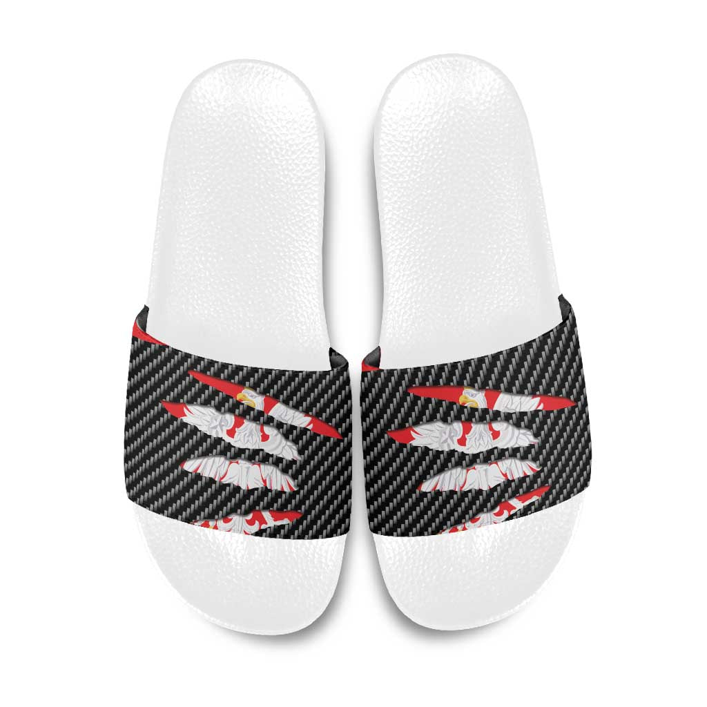Poland Beast Slide Sandals Ripped Flag Graphic - Wonder Print Shop