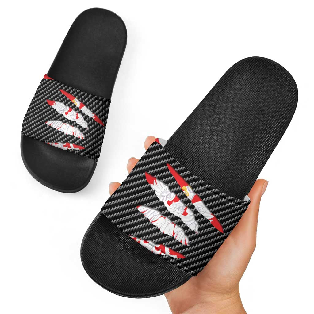 Poland Beast Slide Sandals Ripped Flag Graphic - Wonder Print Shop