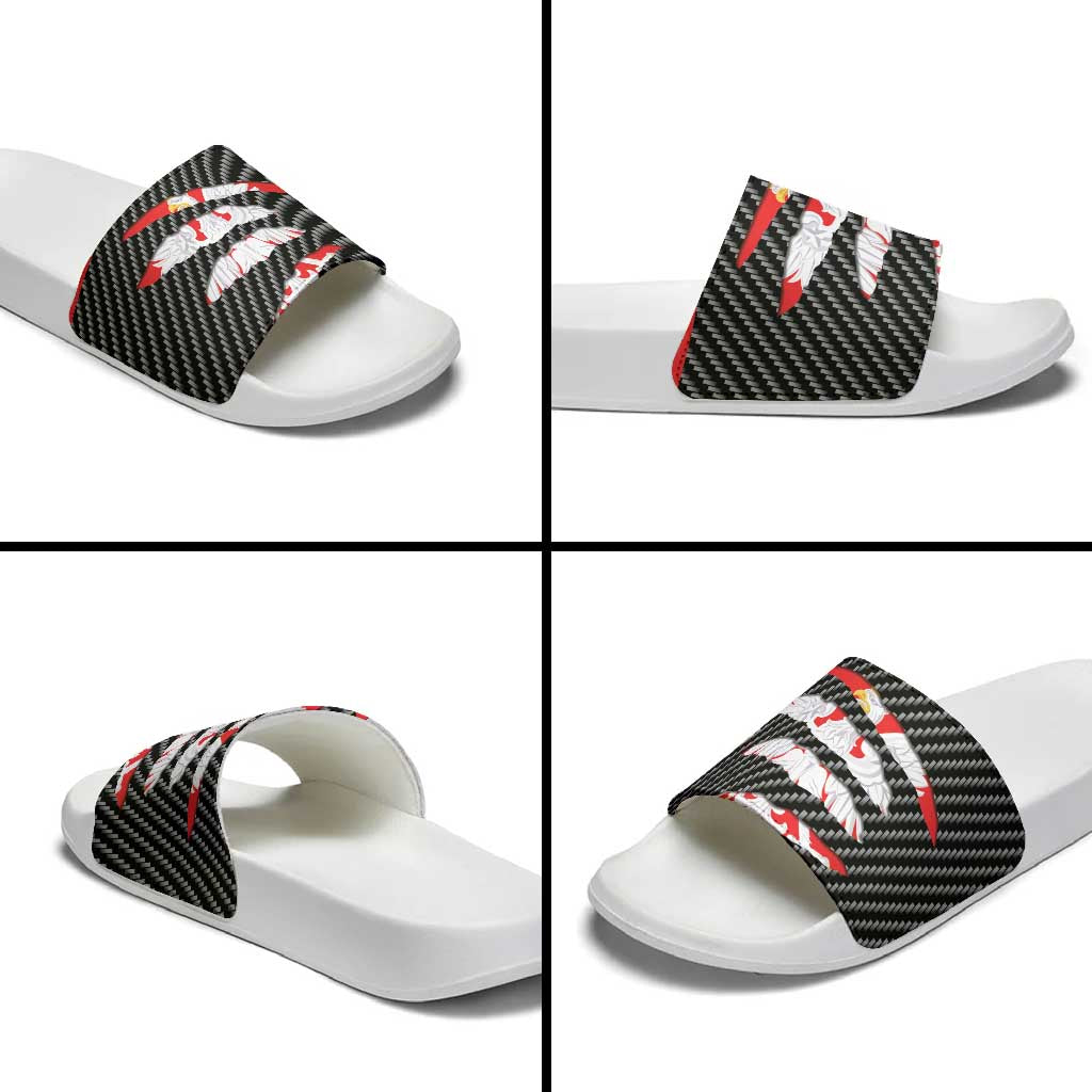 Poland Beast Slide Sandals Ripped Flag Graphic - Wonder Print Shop