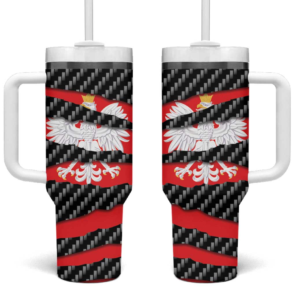 Poland Beast Tumbler With Handle Ripped Flag Graphic - Wonder Print Shop