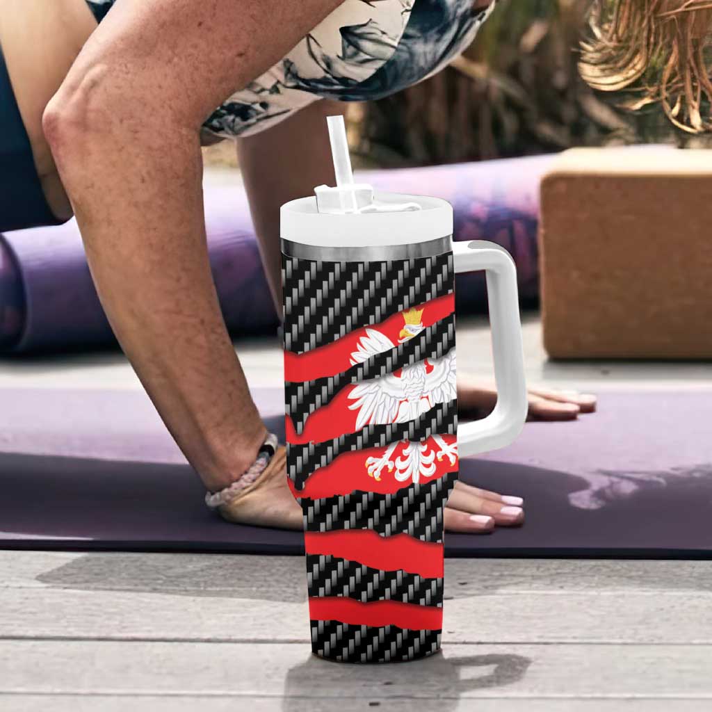 Poland Beast Tumbler With Handle Ripped Flag Graphic - Wonder Print Shop
