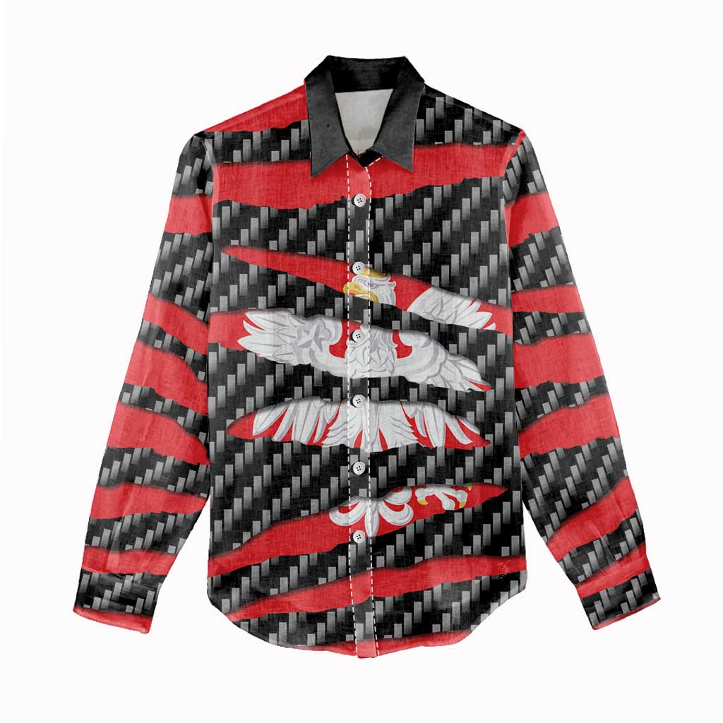 Poland Beast Women Casual Shirt Ripped Flag Graphic - Wonder Print Shop
