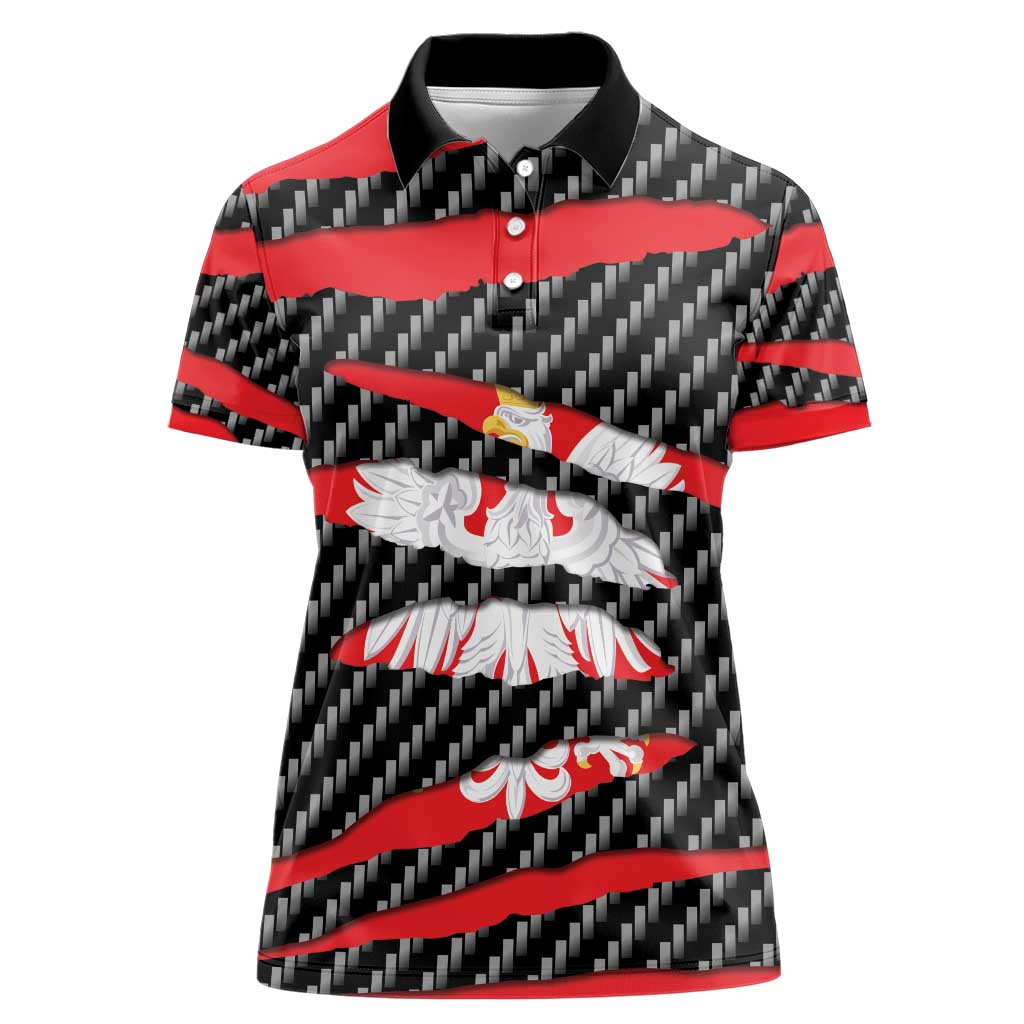 Poland Beast Women Polo Shirt Ripped Flag Graphic - Wonder Print Shop