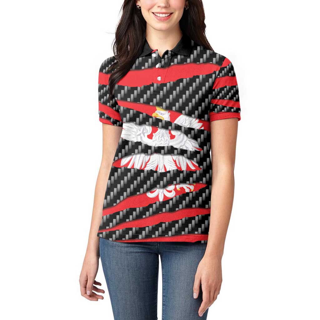 Poland Beast Women Polo Shirt Ripped Flag Graphic - Wonder Print Shop