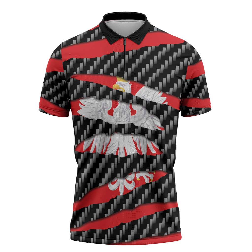 Poland Beast Zipper Polo Shirt Ripped Flag Graphic - Wonder Print Shop