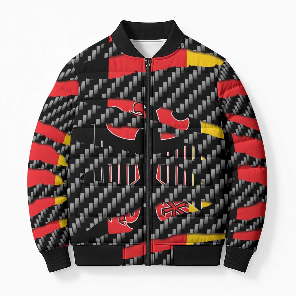 Germany Beast Bomber Puffer Jacket Ripped Flag Graphic - Wonder Print Shop
