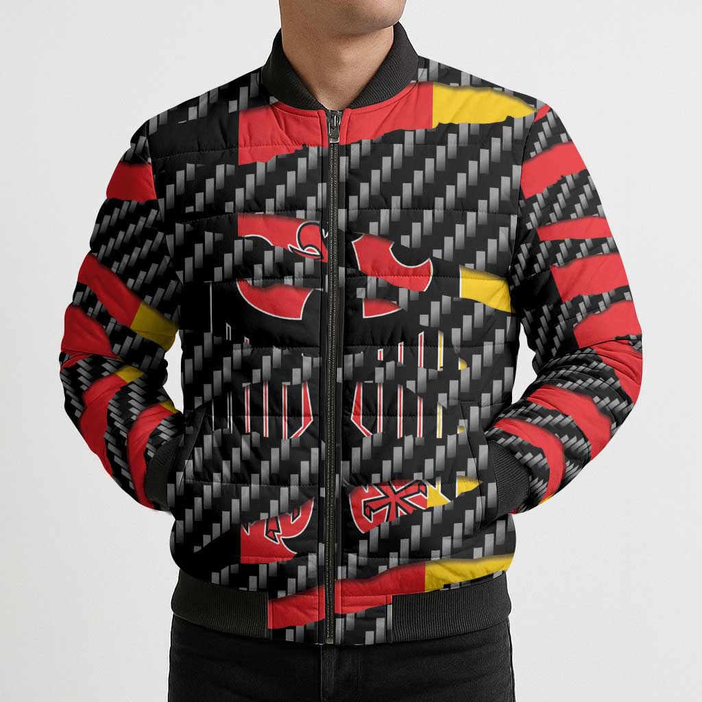 Germany Beast Bomber Puffer Jacket Ripped Flag Graphic - Wonder Print Shop