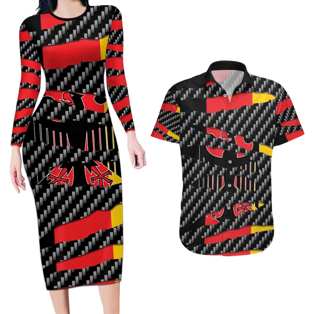 Germany Beast Couples Matching Long Sleeve Bodycon Dress and Hawaiian Shirt Ripped Flag Graphic - Wonder Print Shop