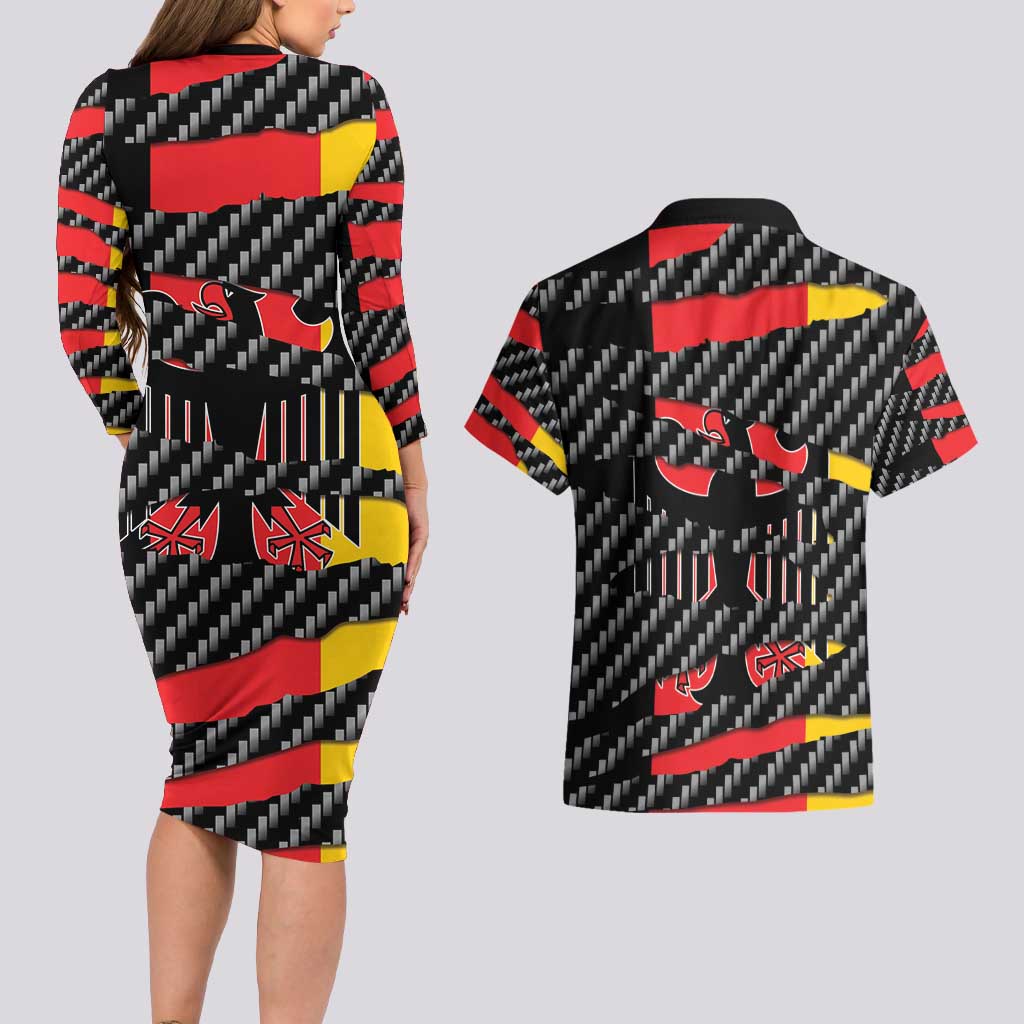 Germany Beast Couples Matching Long Sleeve Bodycon Dress and Hawaiian Shirt Ripped Flag Graphic - Wonder Print Shop
