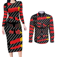 Germany Beast Couples Matching Long Sleeve Bodycon Dress and Long Sleeve Button Shirt Ripped Flag Graphic - Wonder Print Shop