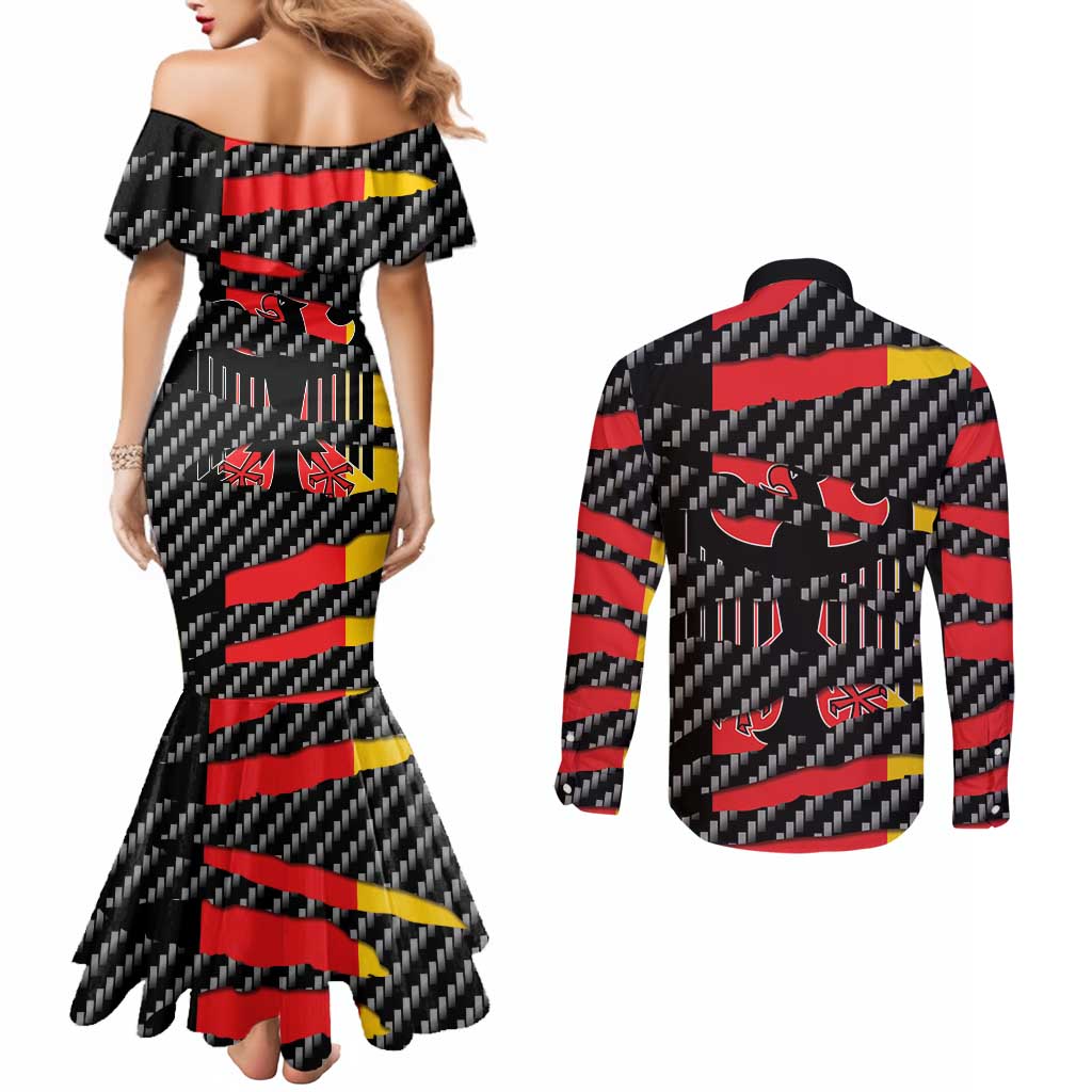 Germany Beast Couples Matching Mermaid Dress and Long Sleeve Button Shirt Ripped Flag Graphic - Wonder Print Shop