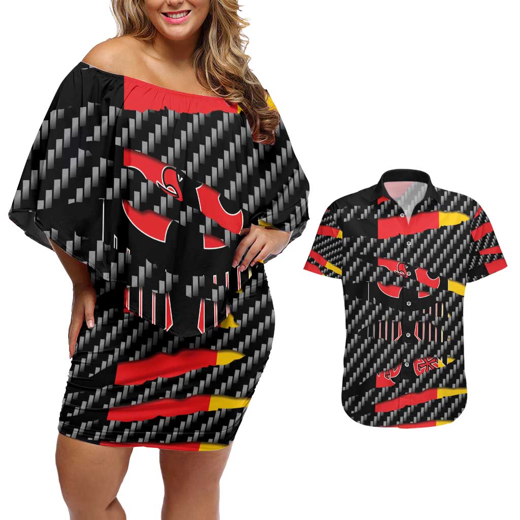 Germany Beast Couples Matching Off Shoulder Short Dress and Hawaiian Shirt Ripped Flag Graphic - Wonder Print Shop