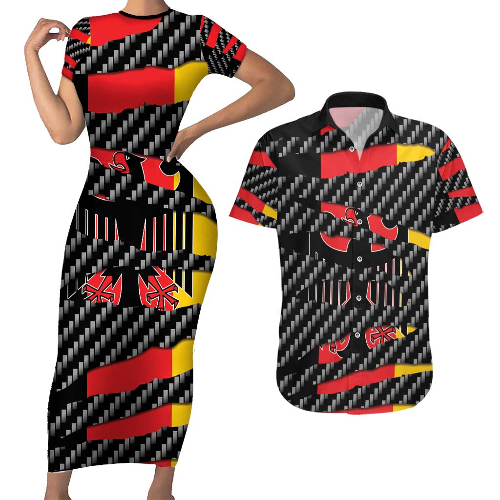 Germany Beast Couples Matching Short Sleeve Bodycon Dress and Hawaiian Shirt Ripped Flag Graphic - Wonder Print Shop