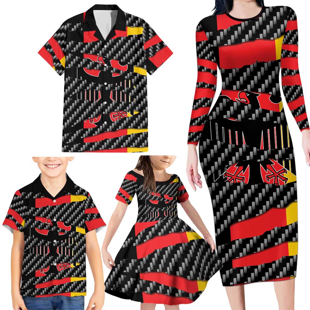 Germany Beast Family Matching Long Sleeve Bodycon Dress and Hawaiian Shirt Ripped Flag Graphic - Wonder Print Shop