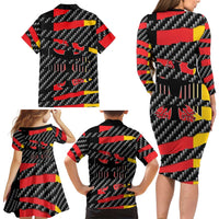Germany Beast Family Matching Long Sleeve Bodycon Dress and Hawaiian Shirt Ripped Flag Graphic - Wonder Print Shop