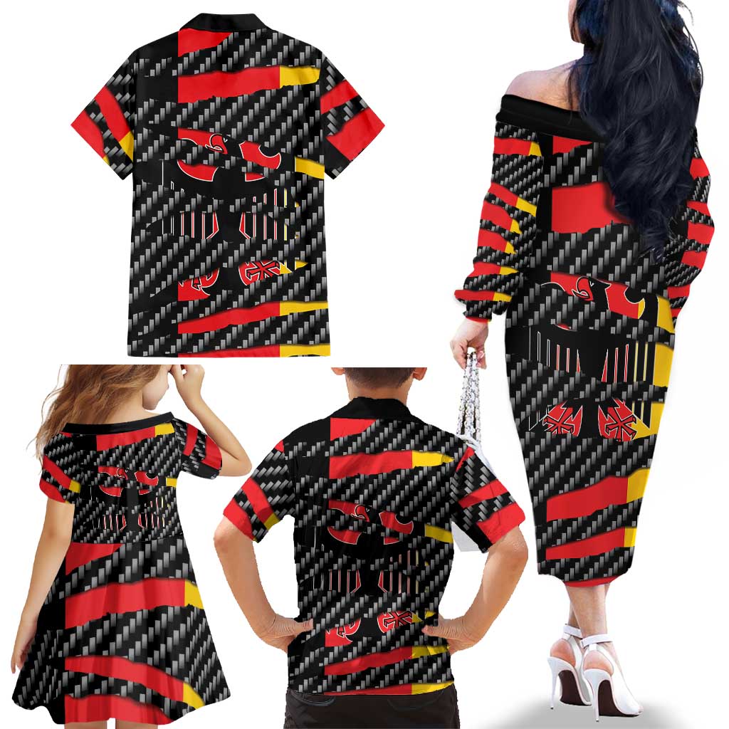 Germany Beast Family Matching Off The Shoulder Long Sleeve Dress and Hawaiian Shirt Ripped Flag Graphic - Wonder Print Shop