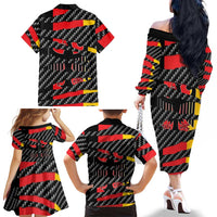 Germany Beast Family Matching Off The Shoulder Long Sleeve Dress and Hawaiian Shirt Ripped Flag Graphic - Wonder Print Shop