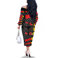 Germany Beast Family Matching Off The Shoulder Long Sleeve Dress and Hawaiian Shirt Ripped Flag Graphic - Wonder Print Shop