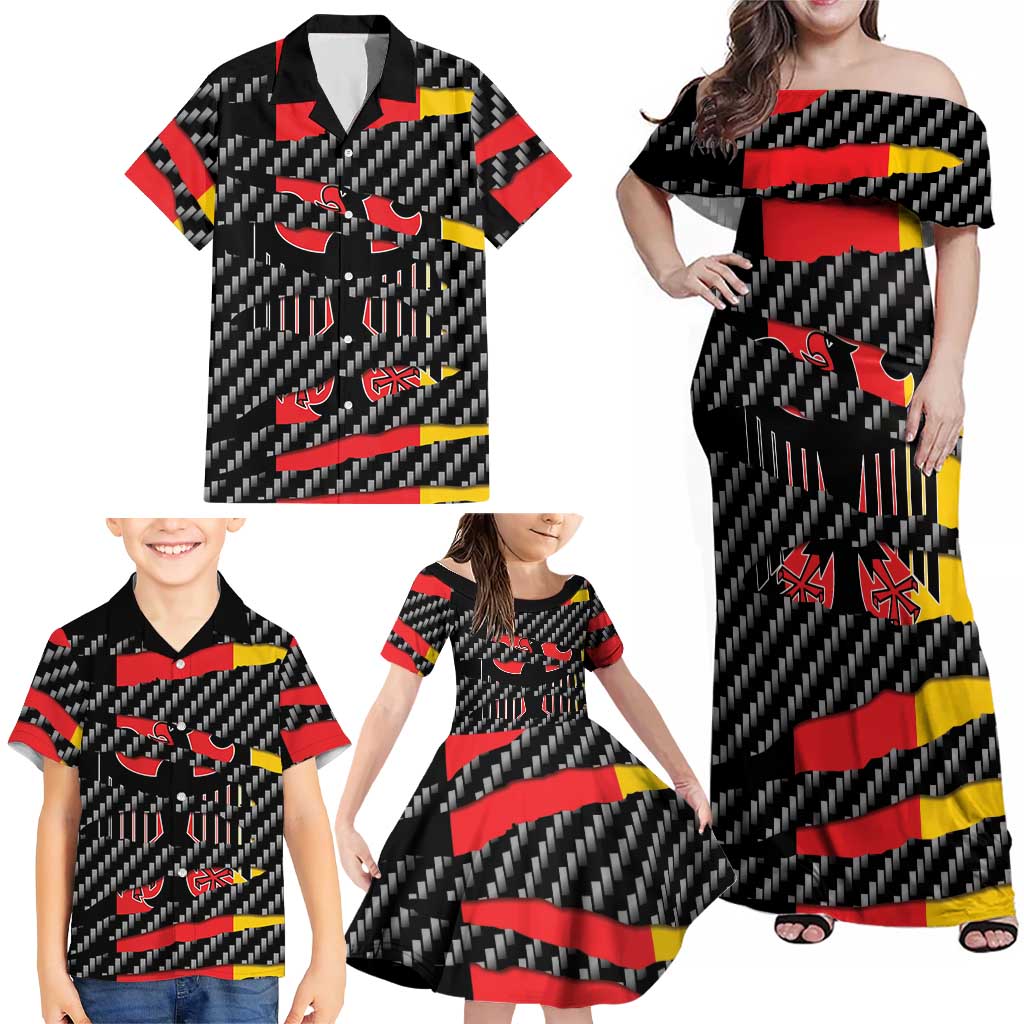 Germany Beast Family Matching Off Shoulder Maxi Dress and Hawaiian Shirt Ripped Flag Graphic - Wonder Print Shop