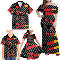 Germany Beast Family Matching Off Shoulder Maxi Dress and Hawaiian Shirt Ripped Flag Graphic - Wonder Print Shop