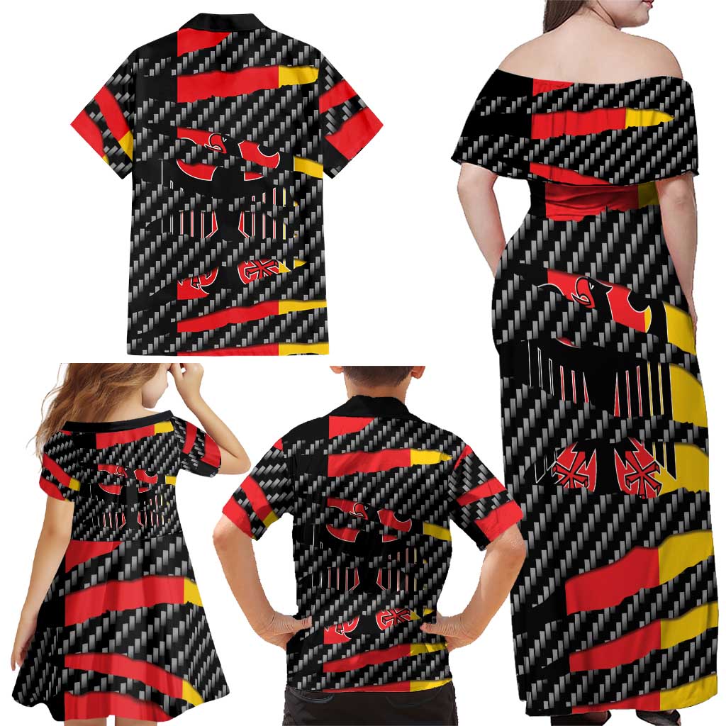 Germany Beast Family Matching Off Shoulder Maxi Dress and Hawaiian Shirt Ripped Flag Graphic - Wonder Print Shop