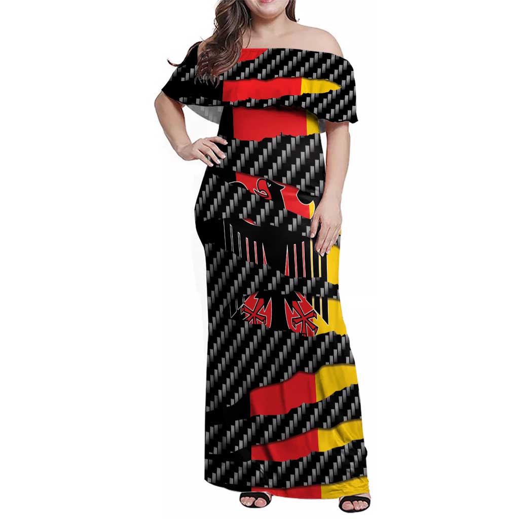 Germany Beast Family Matching Off Shoulder Maxi Dress and Hawaiian Shirt Ripped Flag Graphic - Wonder Print Shop