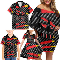 Germany Beast Family Matching Off Shoulder Short Dress and Hawaiian Shirt Ripped Flag Graphic - Wonder Print Shop