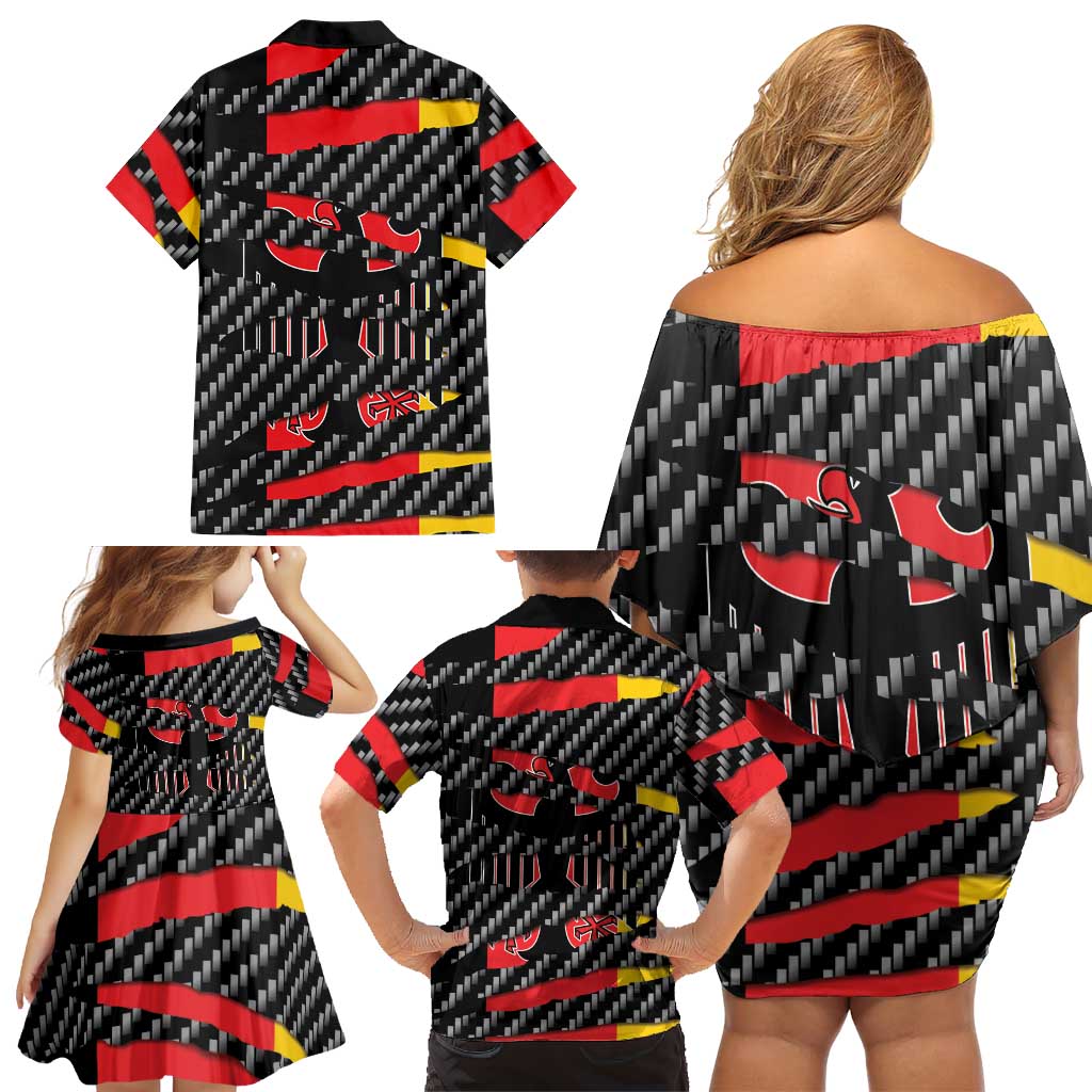 Germany Beast Family Matching Off Shoulder Short Dress and Hawaiian Shirt Ripped Flag Graphic - Wonder Print Shop