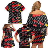 Germany Beast Family Matching Off Shoulder Short Dress and Hawaiian Shirt Ripped Flag Graphic - Wonder Print Shop