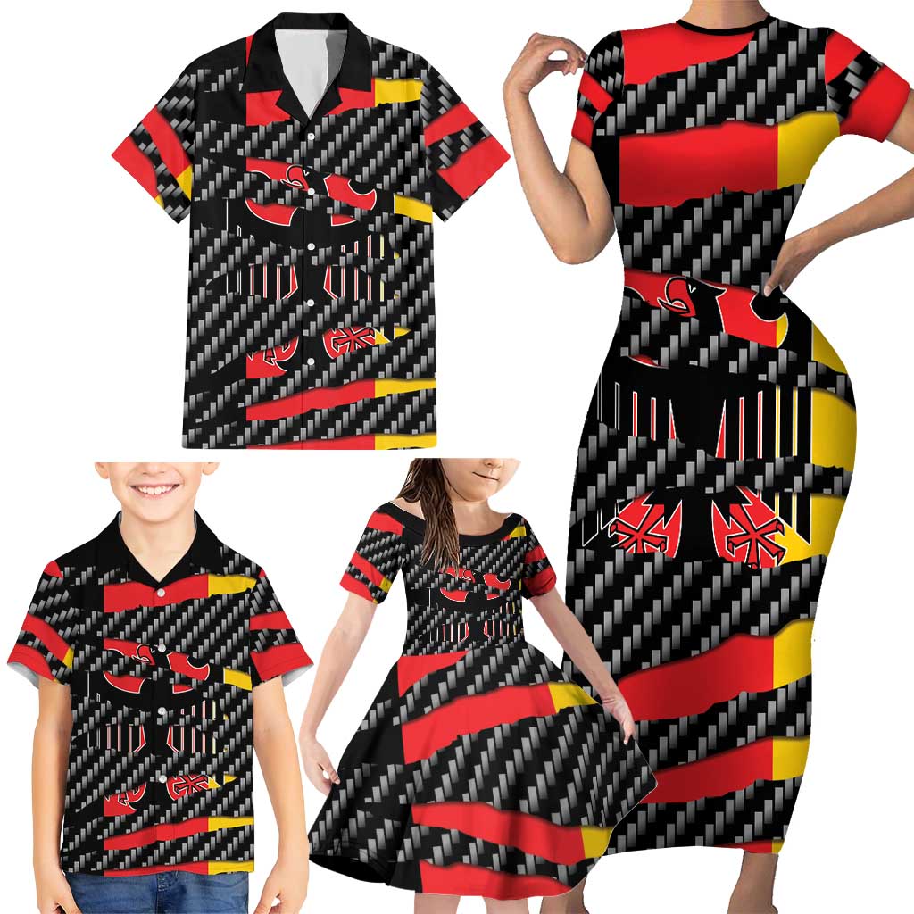 Germany Beast Family Matching Short Sleeve Bodycon Dress and Hawaiian Shirt Ripped Flag Graphic - Wonder Print Shop