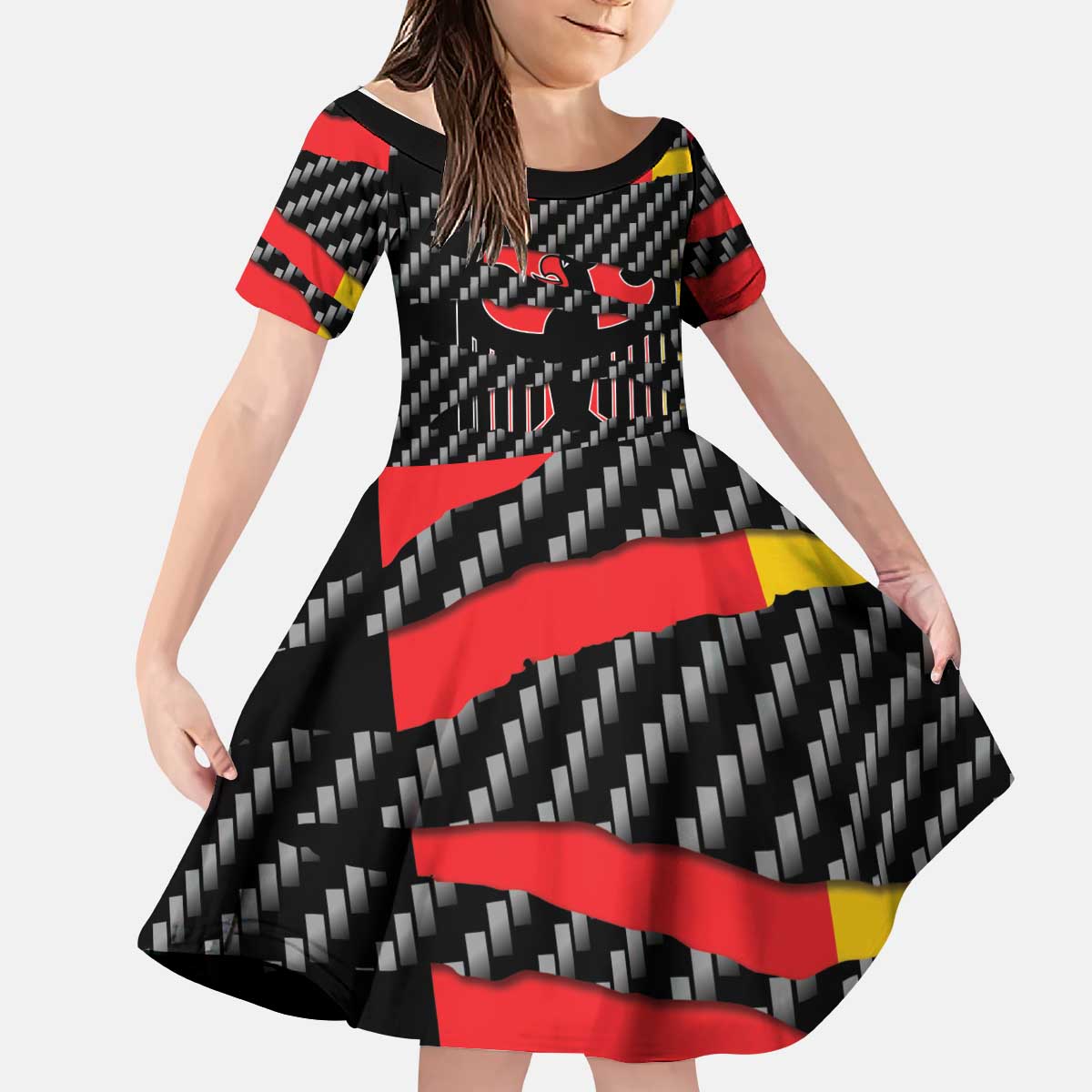 Germany Beast Kid Short Sleeve Dress Ripped Flag Graphic - Wonder Print Shop