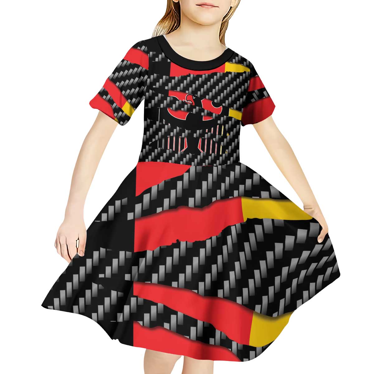 Germany Beast Kid Short Sleeve Dress Ripped Flag Graphic - Wonder Print Shop