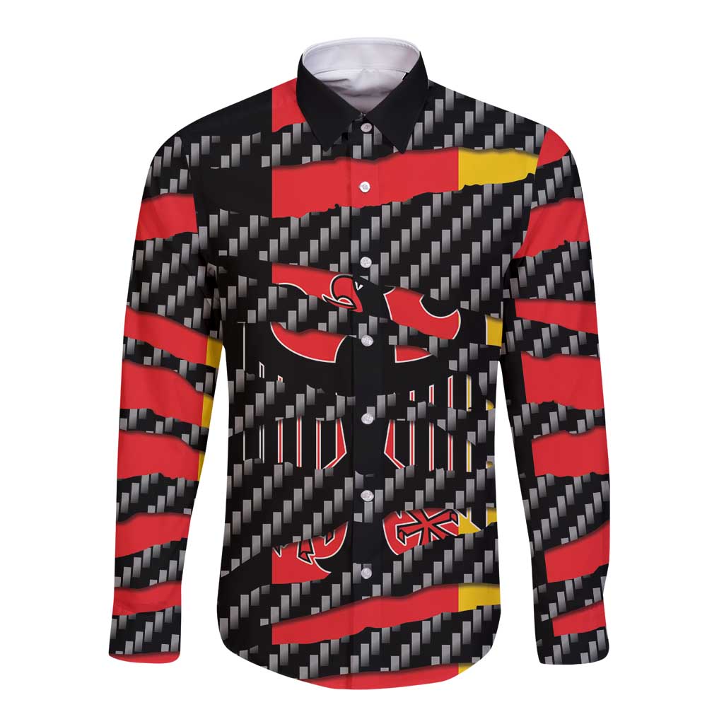 Germany Beast Long Sleeve Button Shirt Ripped Flag Graphic - Wonder Print Shop