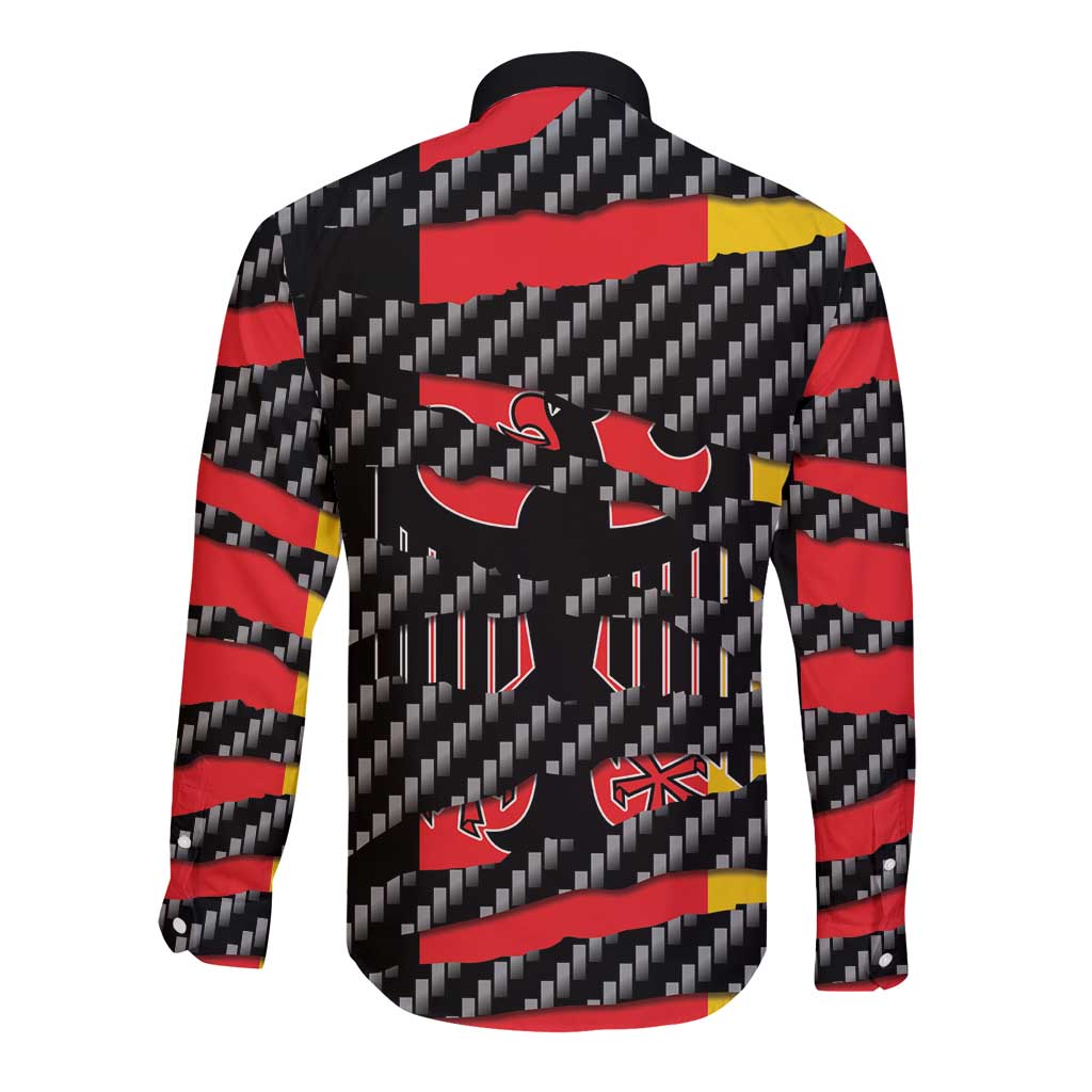 Germany Beast Long Sleeve Button Shirt Ripped Flag Graphic - Wonder Print Shop