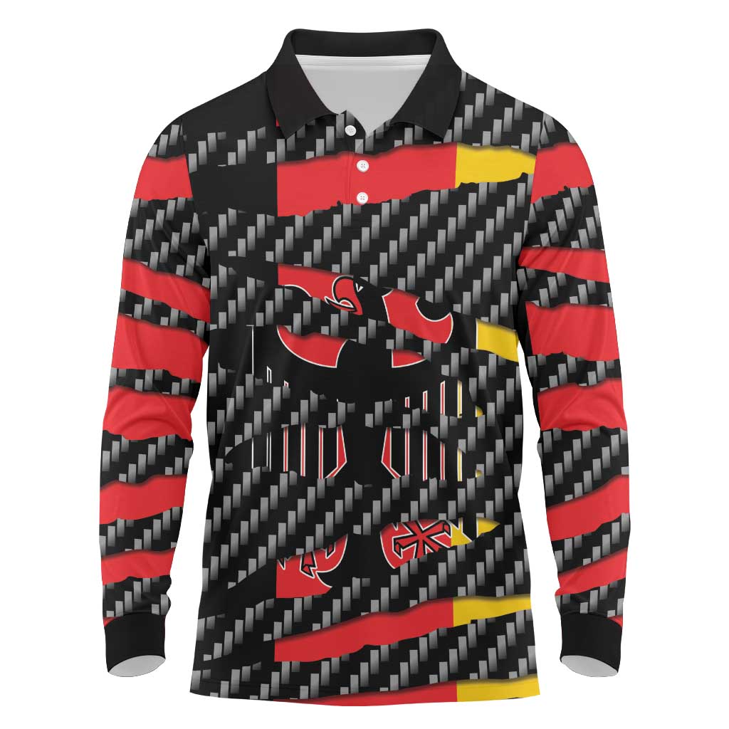 Germany Beast Long Sleeve Polo Shirt Ripped Flag Graphic - Wonder Print Shop