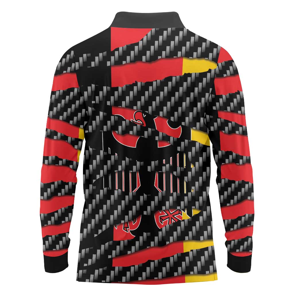 Germany Beast Long Sleeve Polo Shirt Ripped Flag Graphic - Wonder Print Shop
