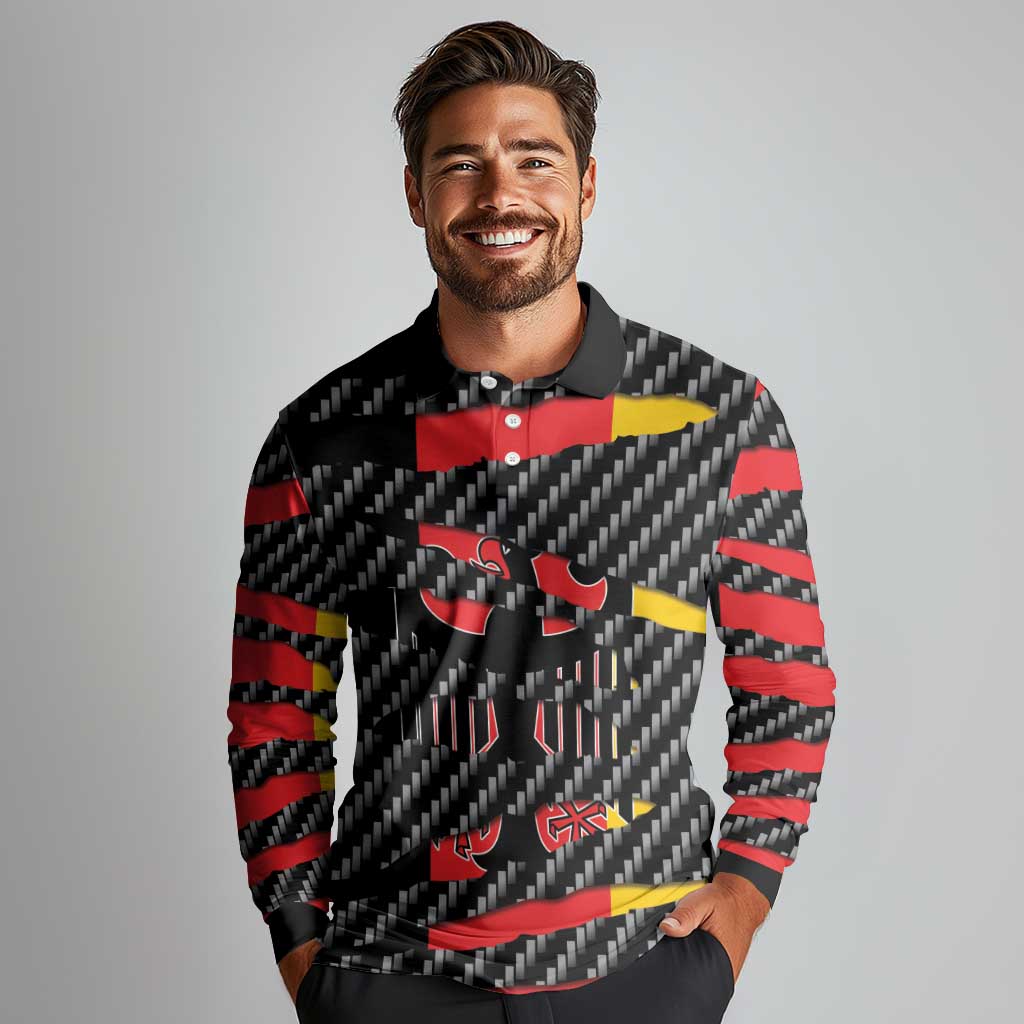Germany Beast Long Sleeve Polo Shirt Ripped Flag Graphic - Wonder Print Shop