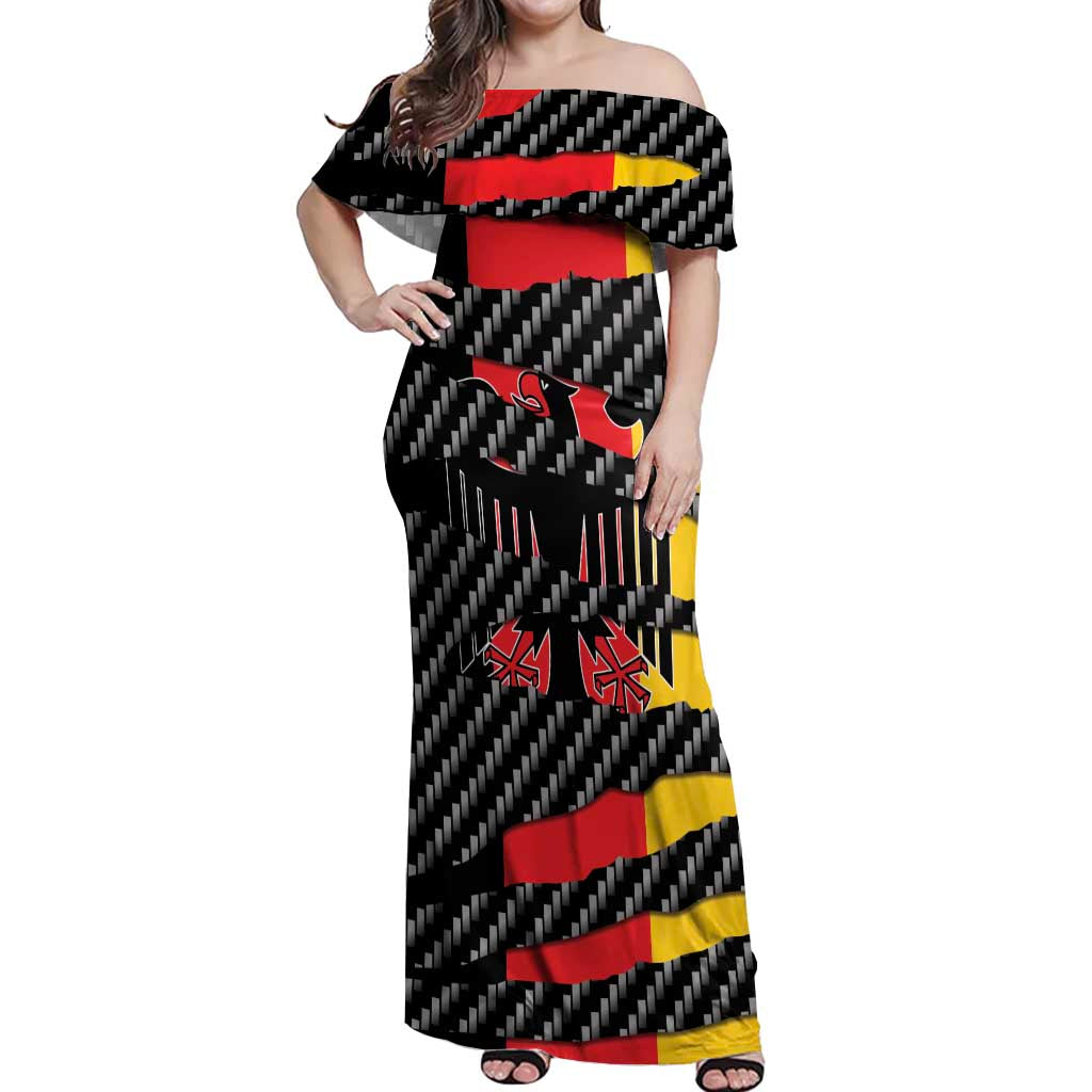 Germany Beast Off Shoulder Maxi Dress Ripped Flag Graphic - Wonder Print Shop