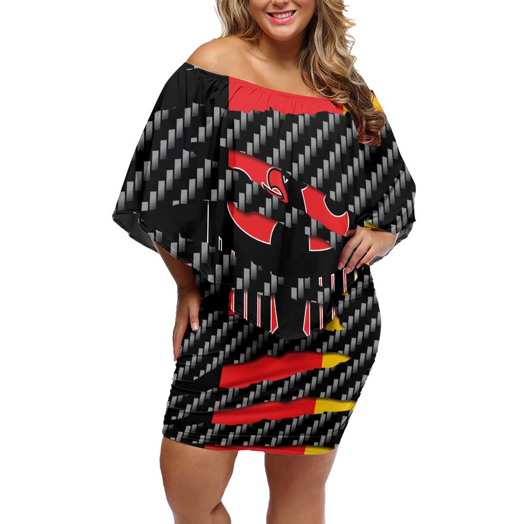 Germany Beast Off Shoulder Short Dress Ripped Flag Graphic - Wonder Print Shop
