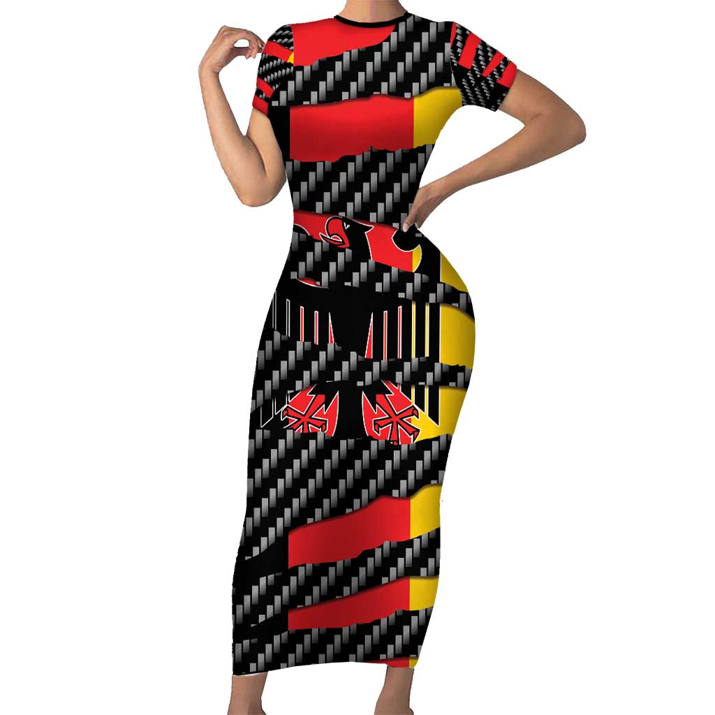Germany Beast Short Sleeve Bodycon Dress Ripped Flag Graphic - Wonder Print Shop