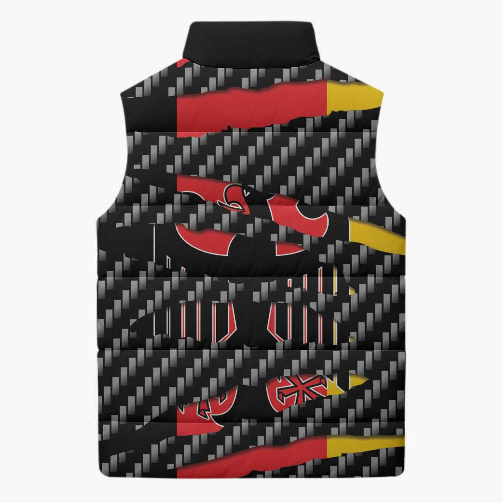Germany Beast Sleeveless Puffer Jacket Ripped Flag Graphic - Wonder Print Shop