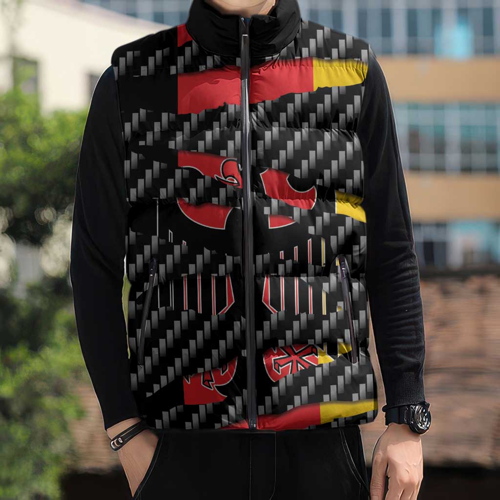 Germany Beast Sleeveless Puffer Jacket Ripped Flag Graphic - Wonder Print Shop