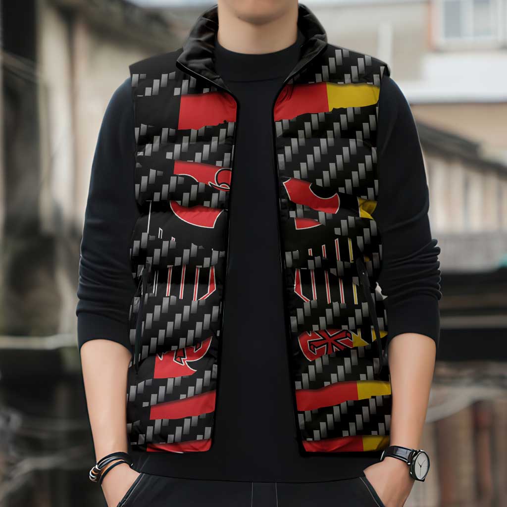 Germany Beast Sleeveless Puffer Jacket Ripped Flag Graphic - Wonder Print Shop