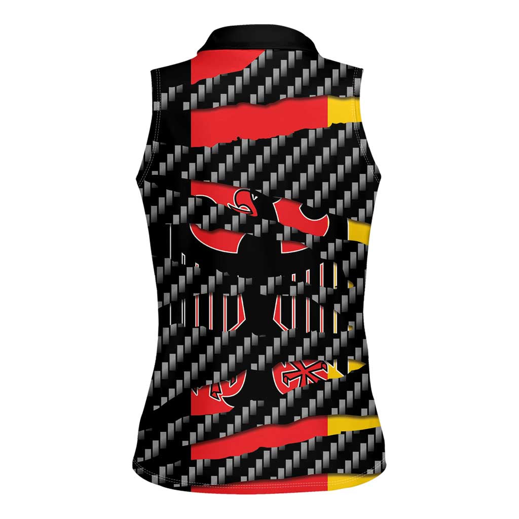 Germany Beast Women Sleeveless Polo Shirt Ripped Flag Graphic - Wonder Print Shop