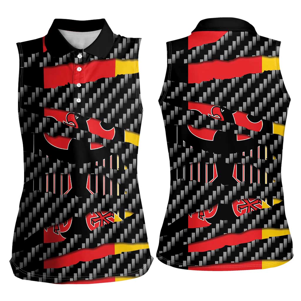 Germany Beast Women Sleeveless Polo Shirt Ripped Flag Graphic - Wonder Print Shop