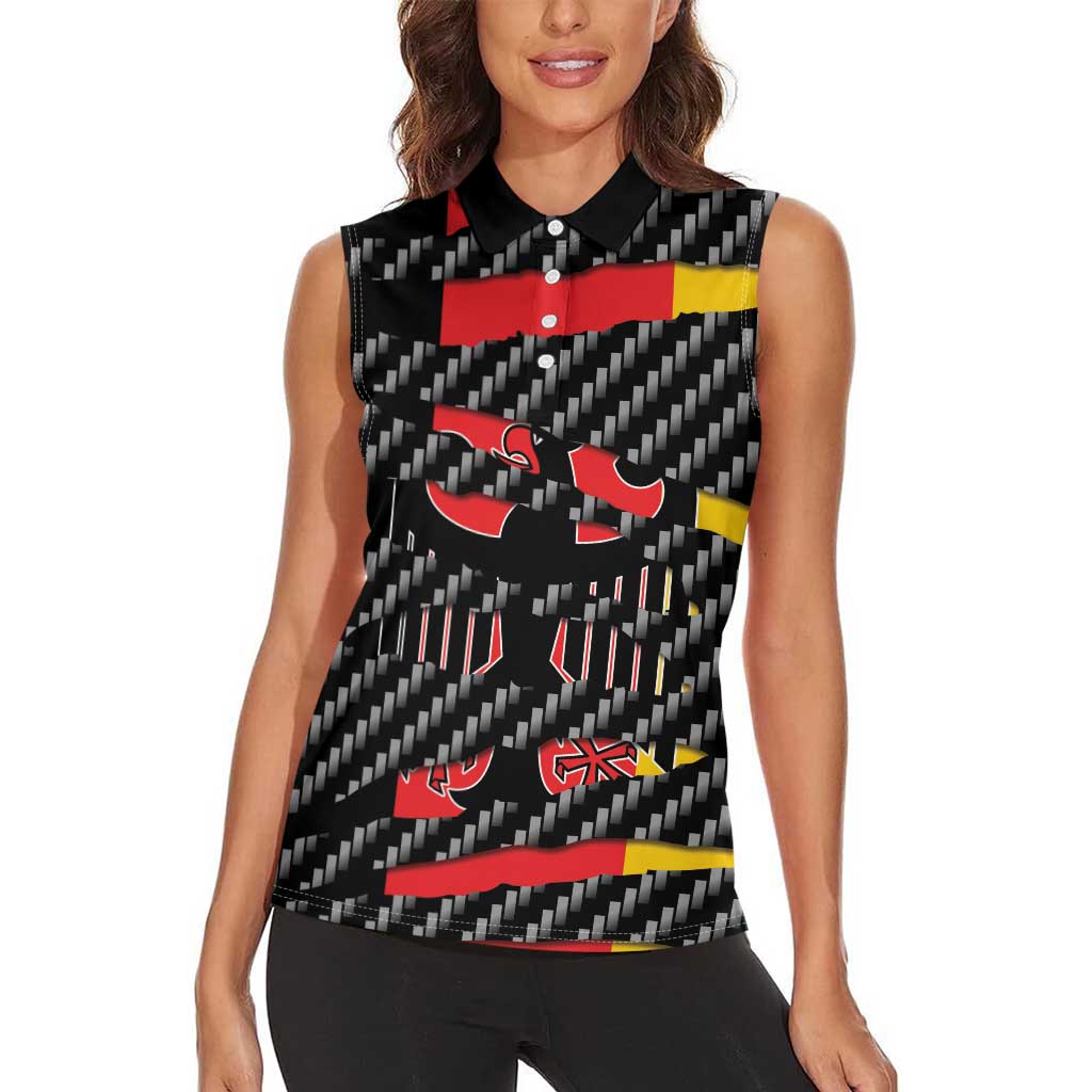 Germany Beast Women Sleeveless Polo Shirt Ripped Flag Graphic - Wonder Print Shop