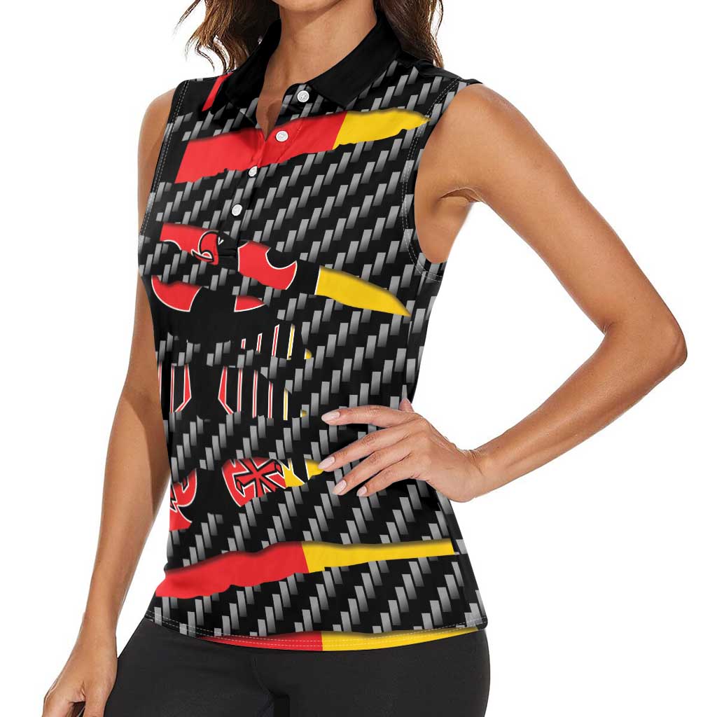 Germany Beast Women Sleeveless Polo Shirt Ripped Flag Graphic - Wonder Print Shop