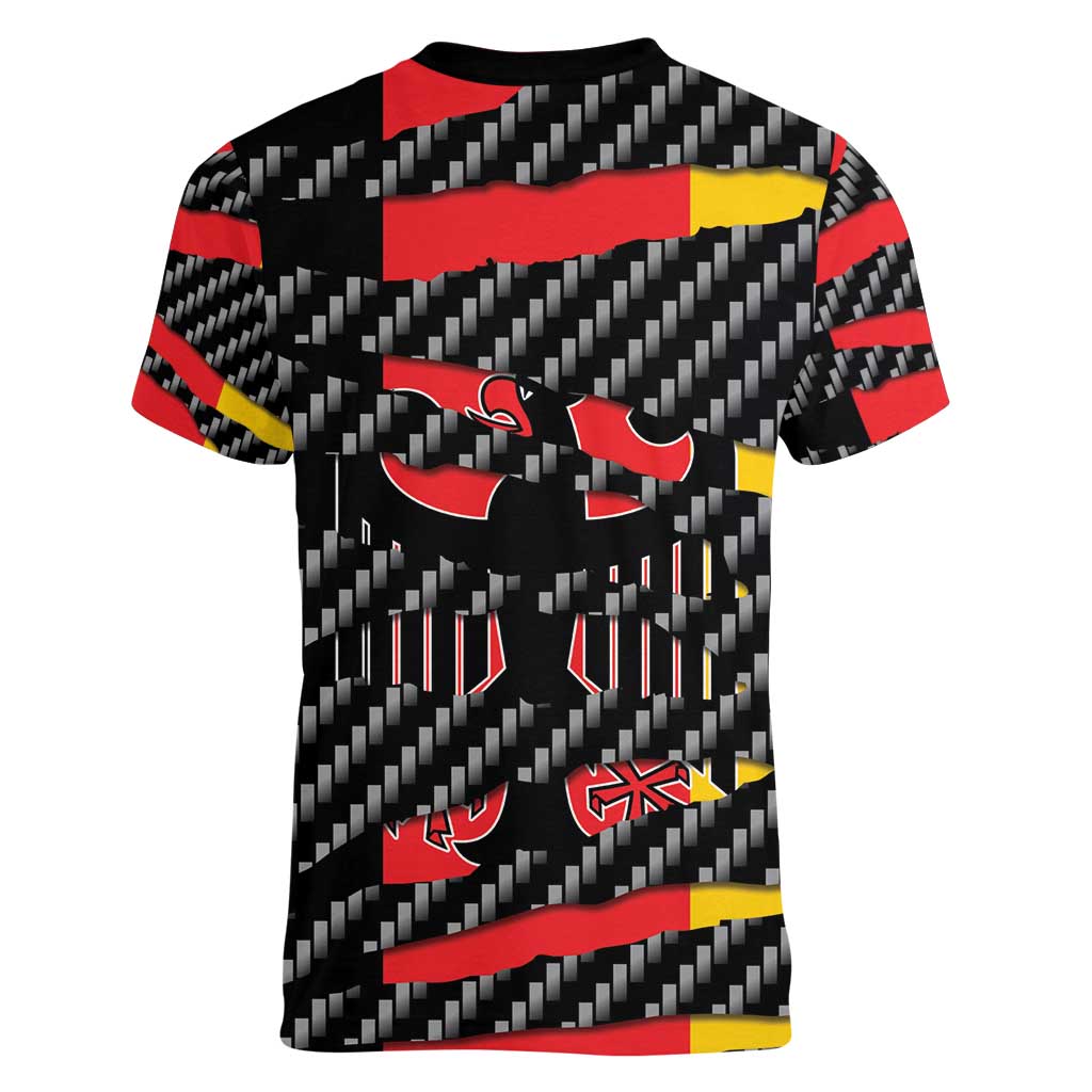 Germany Beast Women V-Neck T-Shirt Ripped Flag Graphic - Wonder Print Shop