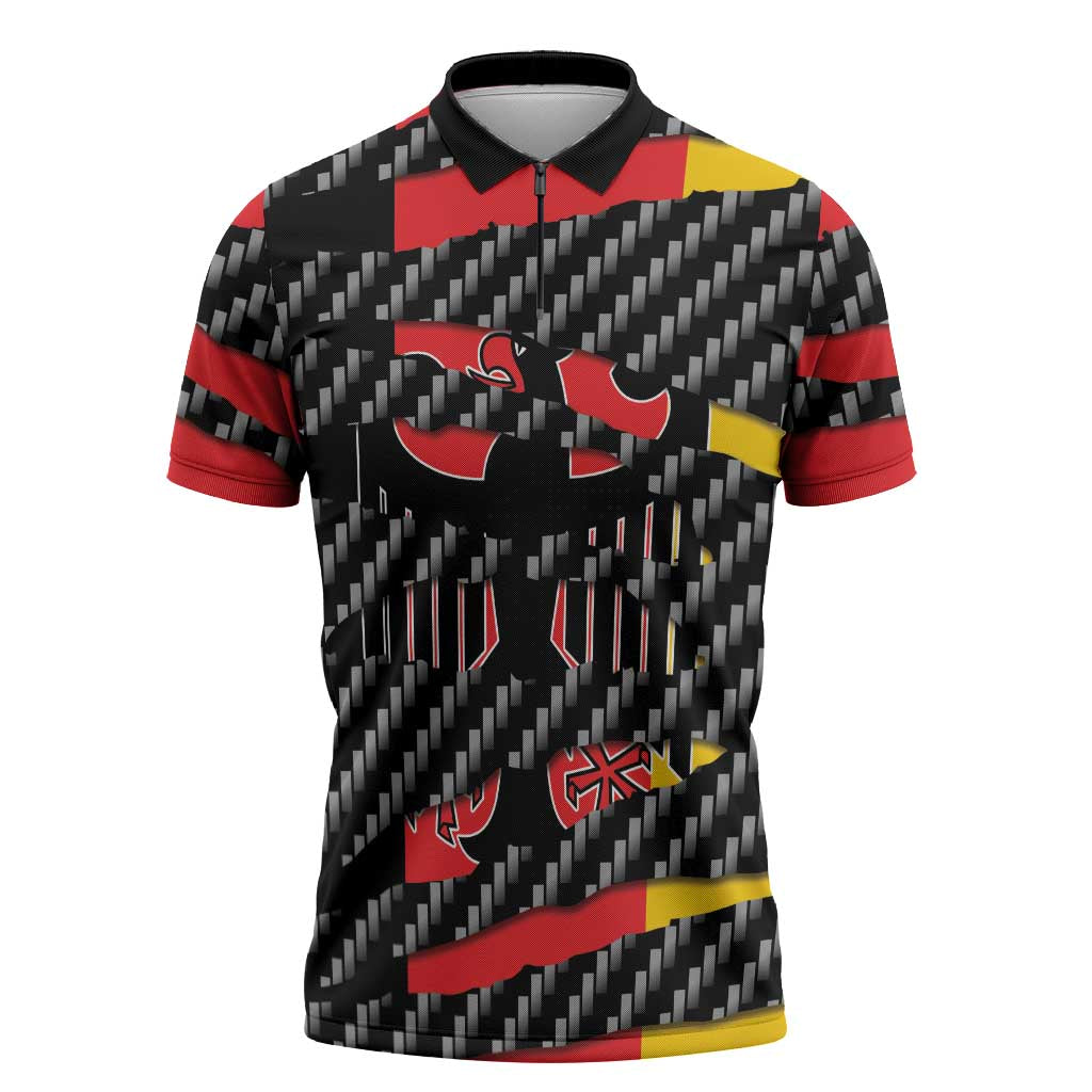 Germany Beast Zipper Polo Shirt Ripped Flag Graphic - Wonder Print Shop